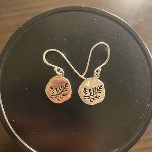 locally purchased silver leaf earrings